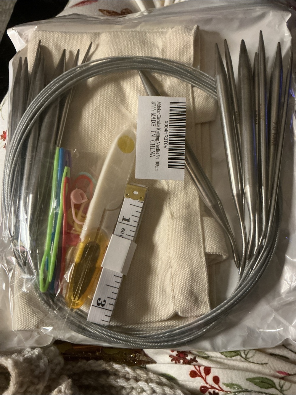 Circular Knitting Needle Set with Accessories - Silver